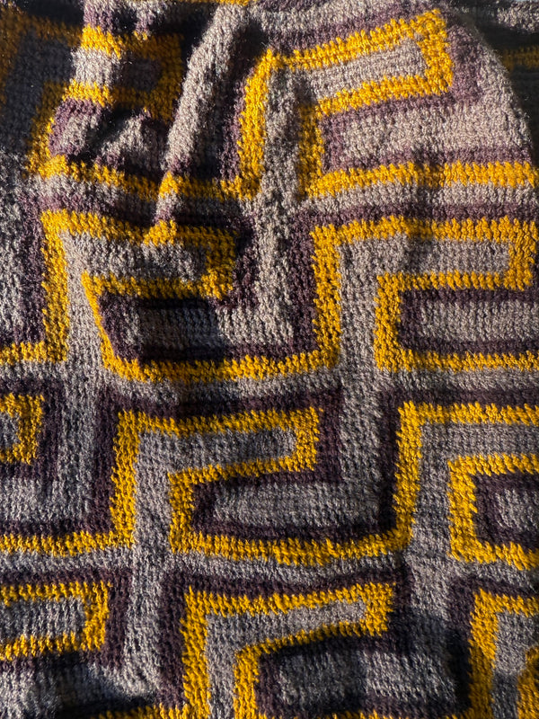 Bilum Wool Weave - Dark Brown, Mustard, Sandy Brown Small