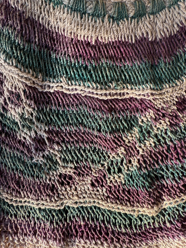 Bilum Natural Bark Weave - Natural, Purple & Sea Green Small
