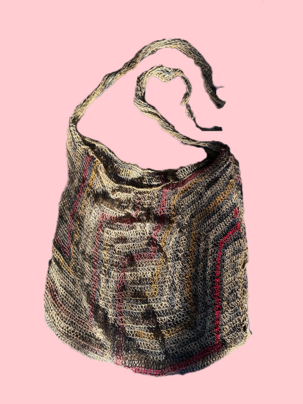 Bilum Natural Bark Weave - Natural, Grey, Purple, Mustard Large